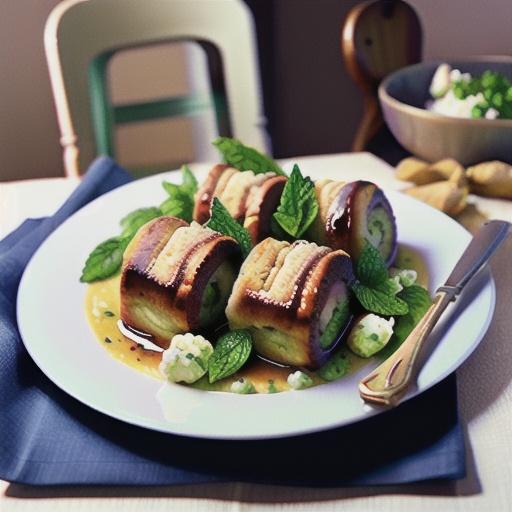 Beef roulade with ricotta and mint