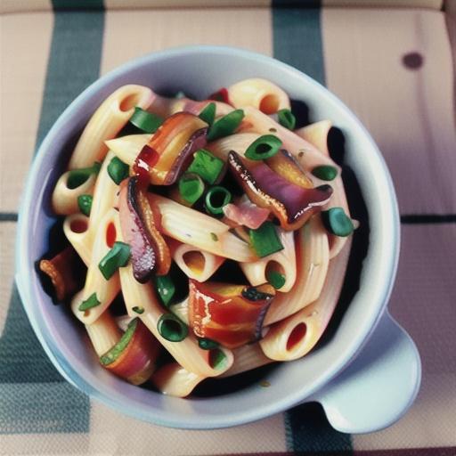 Ratatouille and bacon pasta