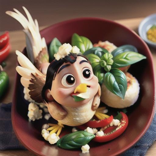 Chicken with red capsicum, feta and basil