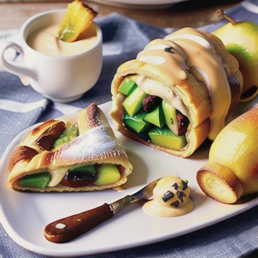 Curtis Stone's pear and sultana strudel with ginger-vanilla custard sauce recipe