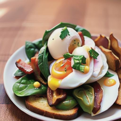 Poached eggs with spinach & bacon