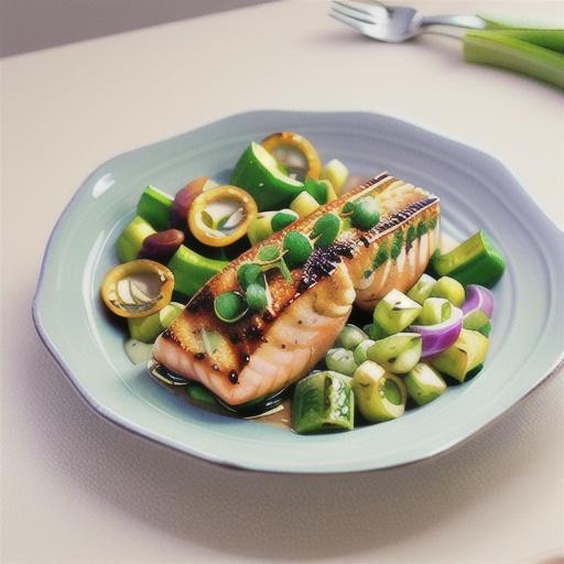 Pan-roasted salmon fillets with leek vinaigrette