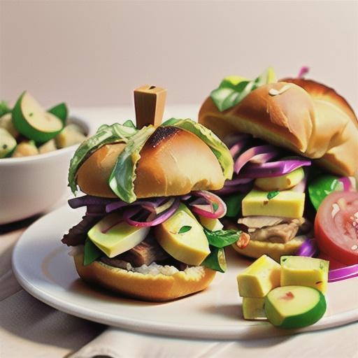 Pulled pork rolls with apple and radish coleslaw