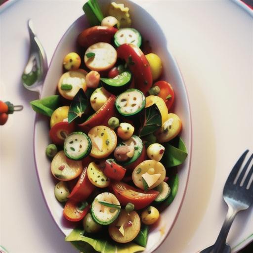 Roasted vegetable salad with caper dressing