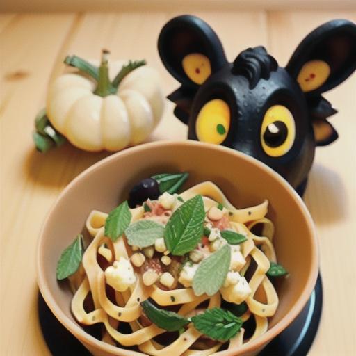 Roast pumpkin & goat's cheese fettucine