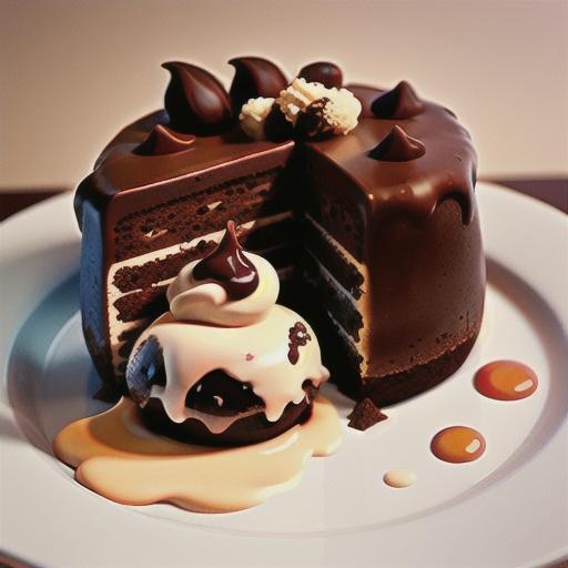 Valli Little's chocolate brownie cake with ice-cream and 2 sauces