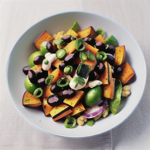 Maple sweet potato and black bean salad with chipotle dressing