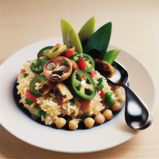 Salsa chicken with chickpea rice