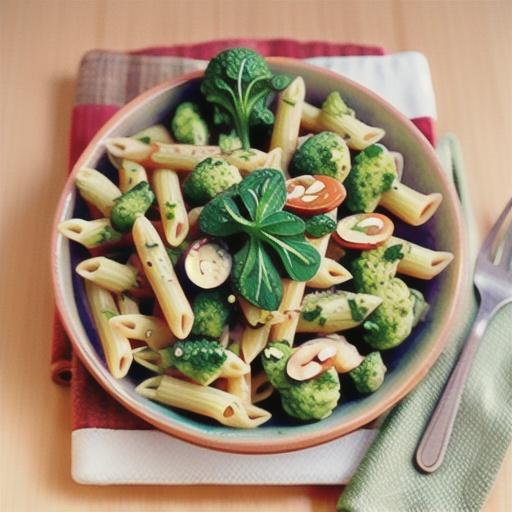 Penne with broccoli, fetta and rocket almond pesto