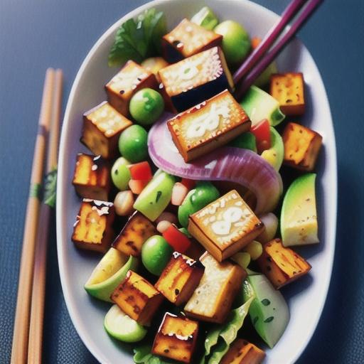 Miso-glazed tofu & sweet potato salad
