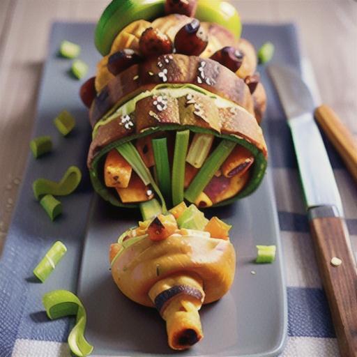 Sweet potato & leek roulade with Christmas stuffing