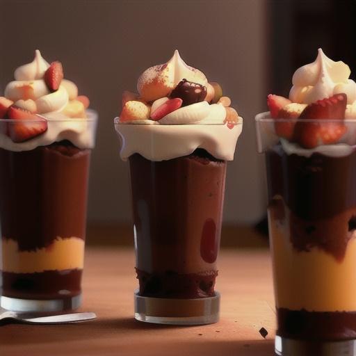 Vegan chocolate mousse with strawberry and orange compote