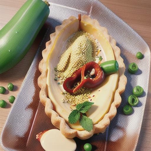 Pumpkin, pea and chilli tart