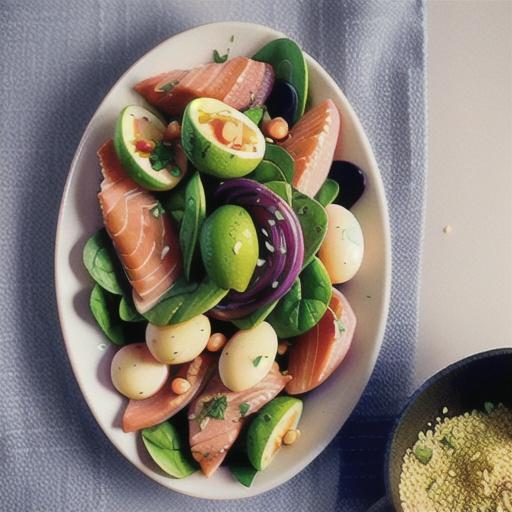 Smoked salmon & chickpea salad with soft eggs