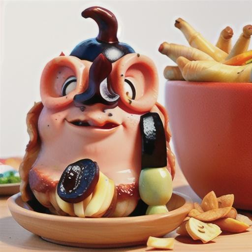 Pork with prunes & parsnip chips