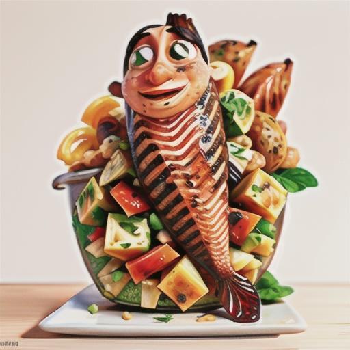 Grilled salmon with fattoush