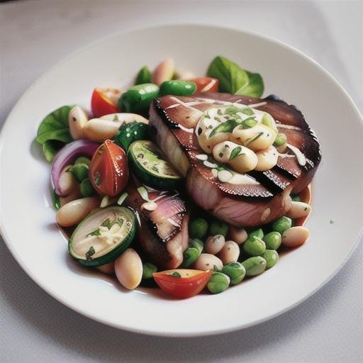 Lamb steaks with tomato and white bean salad