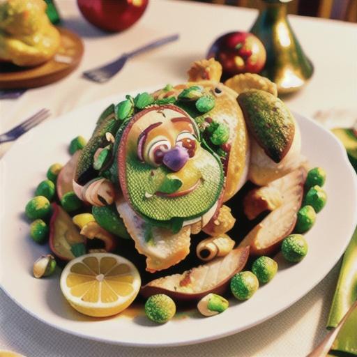 Roast turkey with pistachio and lemon stuffing