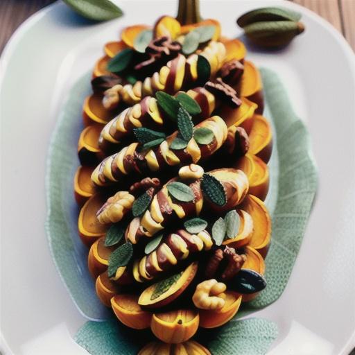 Hasselback pumpkin with sage and walnuts