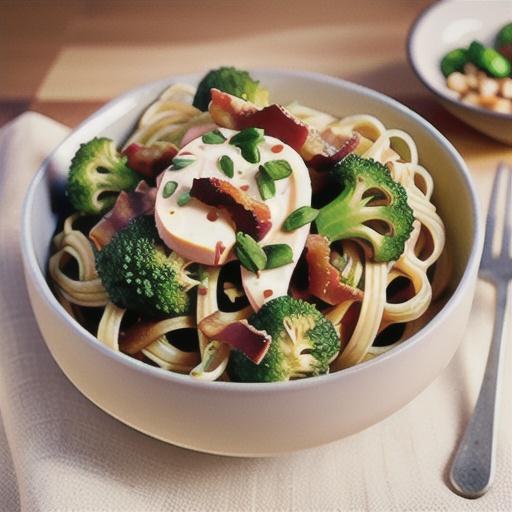 Spaghetti with broccoli and bacon