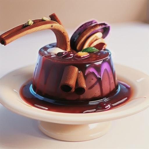 Mulled wine jelly with cinnamon cream