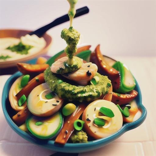 Stir-fry chicken with pesto