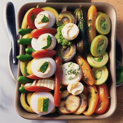 Grilled vegetable, pesto and ricotta tart