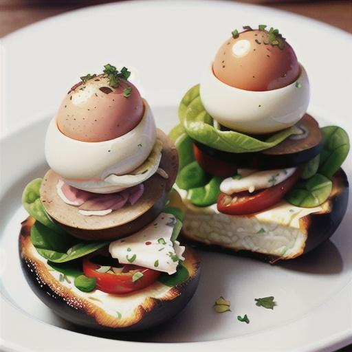 Mushrooms with ham and feta