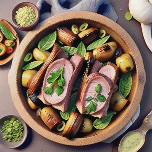 Roast lamb racks with mixed herb labne