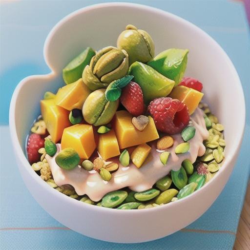 Mango and pistachio bircher muesli