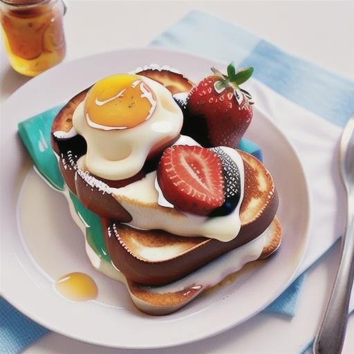 French toast with strawberries and syrup