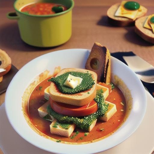 Italian Tomato Soup with Pesto-Cheese Toasts