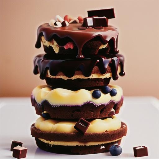 Brownie and berry cheesecake stack