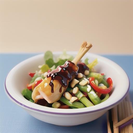 Asian style drumsticks with Asian salad