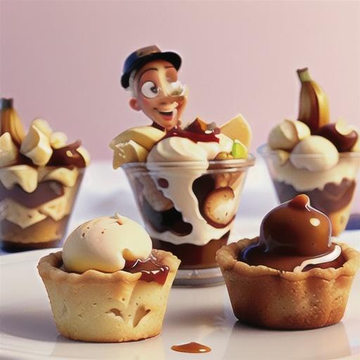 Banana and caramel ice-cream tarts