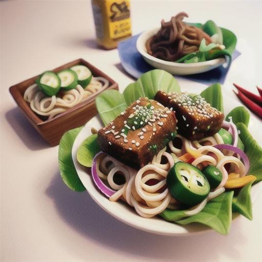 Sesame-crusted ling fillets on warm soba salad