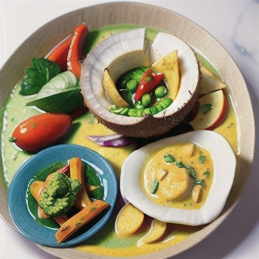 Coconut chicken curry with coriander pesto