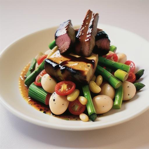 Steak with butter bean & tomato salad