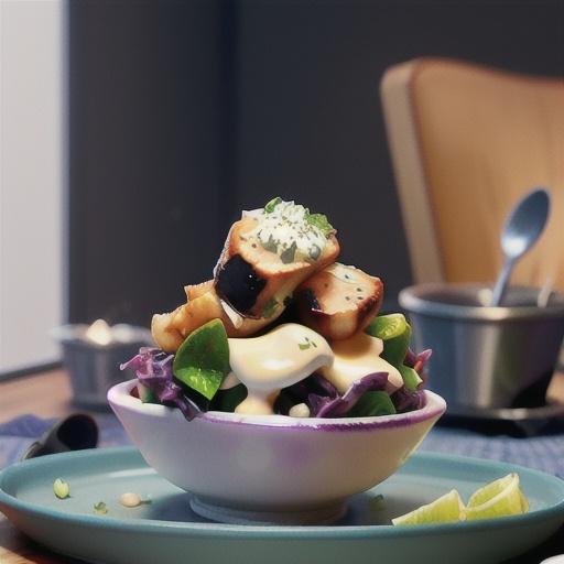 Silver beet & red cabbage salad with pan-fried chicken