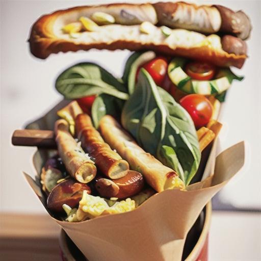 Sausage baguette with tomato chutney