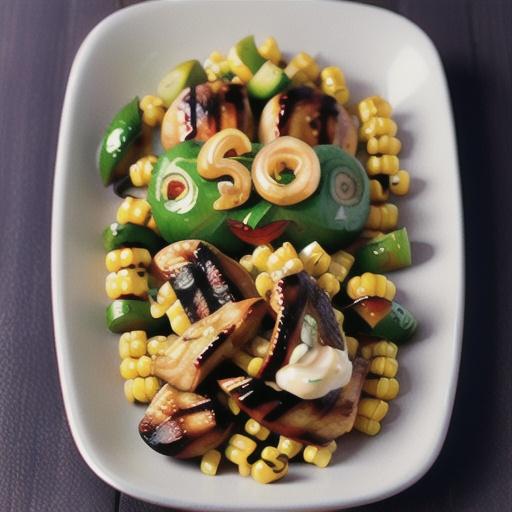 Grilled jalapeno and lime chicken on corn smash