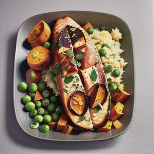 Salmon with sweet potato mash and minted pea gremolata recipe