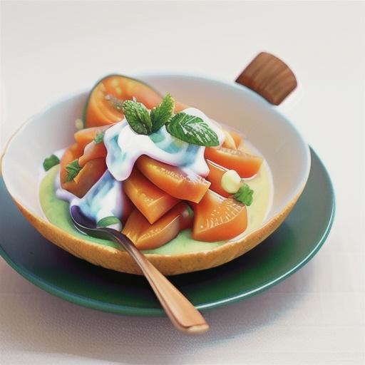 Papaya with lime yoghurt & ginger syrup