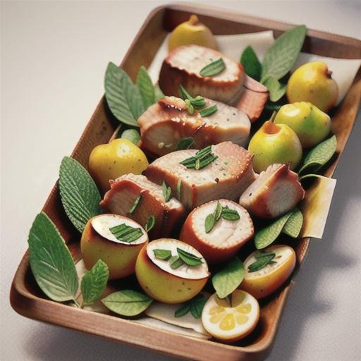 Pork chops with herbed potato and pear