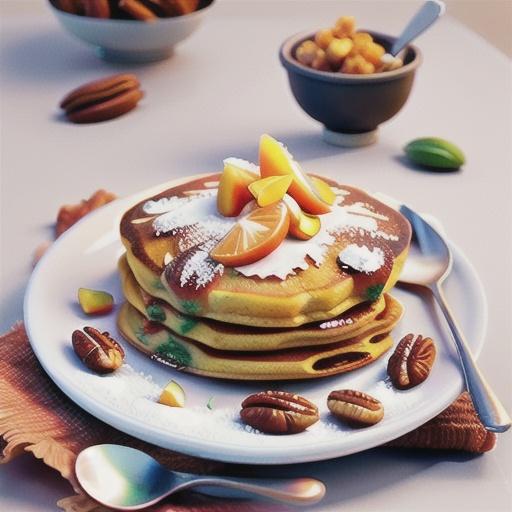 Mandarin and ginger pancakes with pecans