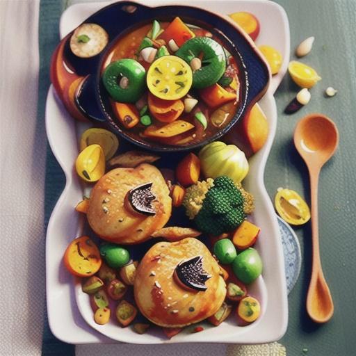 Moroccan chicken with sticky roasted vegetables