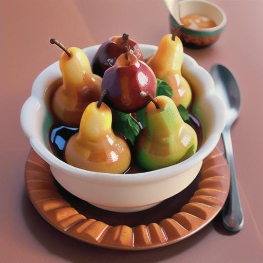 Poached pears in spiced brown sugar syrup
