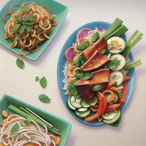 Rice noodle and vegetable salad