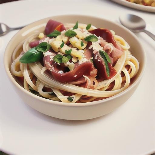 Prosciutto and mushroom spaghetti bolognaise