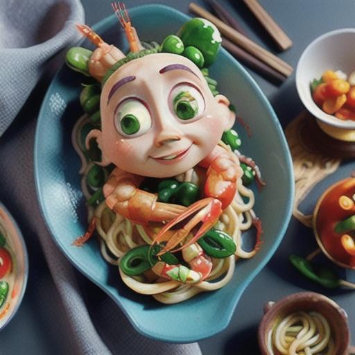 Prawn & snow pea sprout noodles